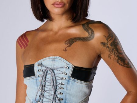 SELFISH SOUL DENIM CORSET TOP Supply