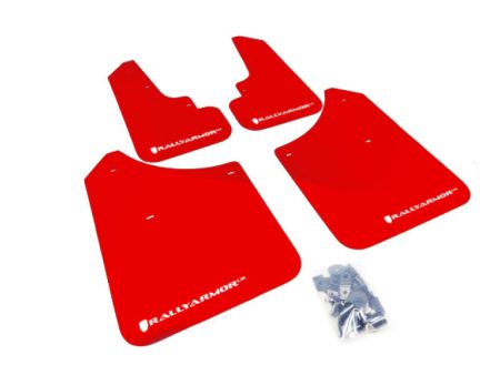 Rally Armor 03-08 Subaru Forester Red UR Mud Flap w  White Logo Online