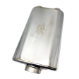 Stainless Bros 17in Overall Length 3in Thin Oval SS304 Muffler - 3in Offset In Offset Out Online Hot Sale