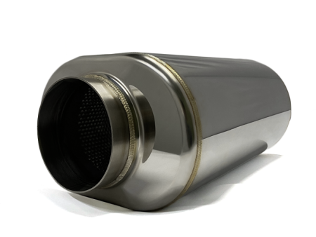 Stainless Bros 4in x 12in OAL SS304 Oval Muffler - Polished For Sale