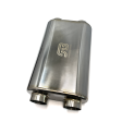 Stainless Bros 17in OAL 2.5in Oval SS304 Polished Finish Muffler - 2.5in Center In Dual Out Supply